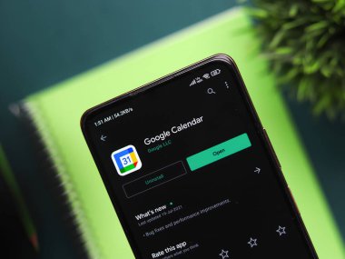 Assam, Hindistan - 31 Ocak 2021: Telefon ekranı görüntüsünde Google Takvim logosu.