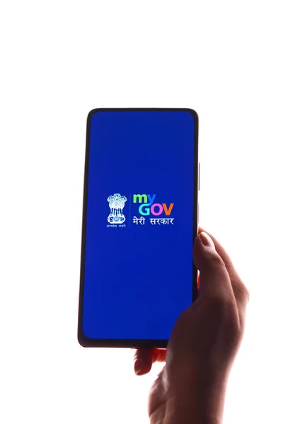 West Bangal Indien August 2021 Gov Logo Phone Screen Stock — Stockfoto