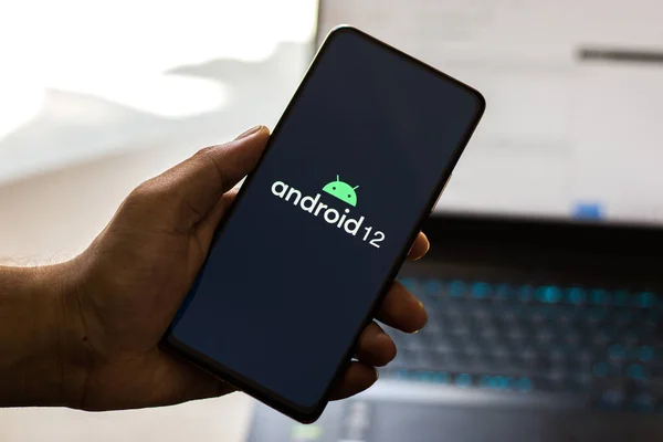 Assam Indien Mai 2021 Android Logo Auf Dem Handybildschirm — Stockfoto