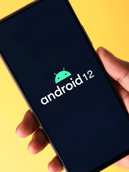 Assam Indie Maja 2021 Android Logo Ekranie Telefonu Obraz Zapasów — Zdjęcie stockowe