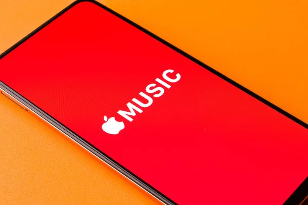 stock image West Bangal, India - September 28, 2021 : Apple Music logo on phone screen stock image.