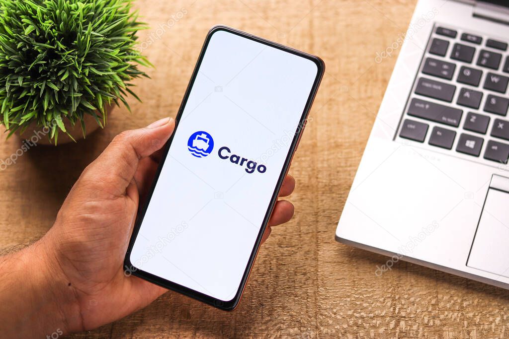 West Bangal, India - September 28, 2021 : Cargo logo on phone screen stock image.