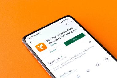 Batı Bangal, Hindistan - 28 Eylül 2021: Telefon ekranı görüntüsünde FamPay logosu.