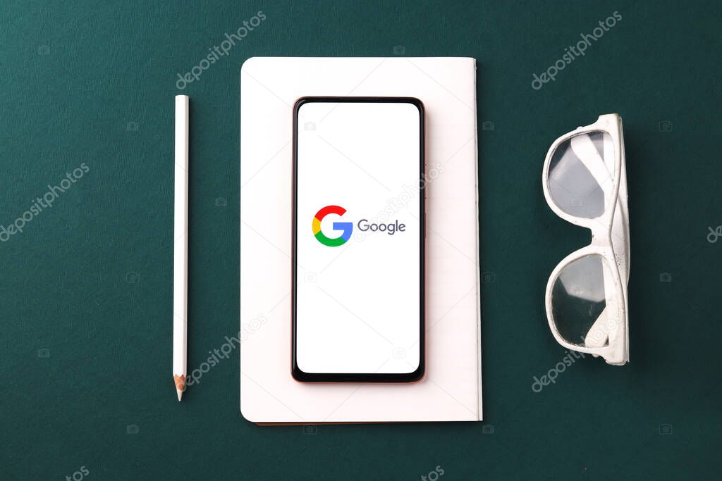 West Bangal, India - September 28, 2021 : Google logo on phone screen stock image.