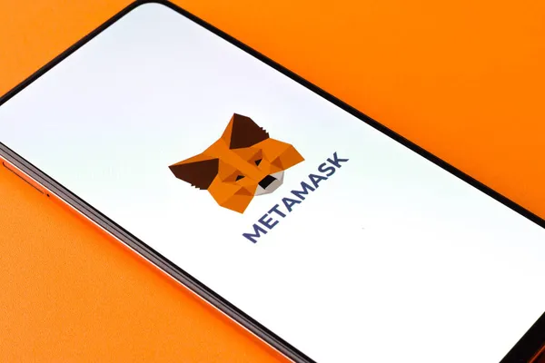 Batı Bangal Hindistan Eylül 2021 Telefon Ekranında Metamaske Logosu — Stok fotoğraf