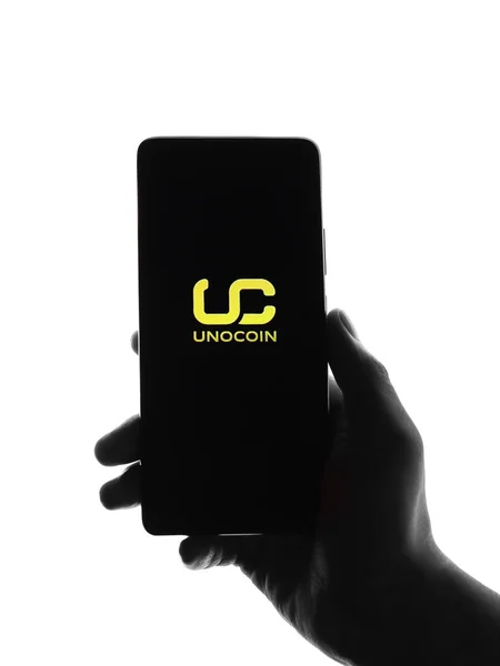 Западный Бангал Индия Сентября 2021 Года Логотип Unocoin Экране Телефона — стоковое фото
