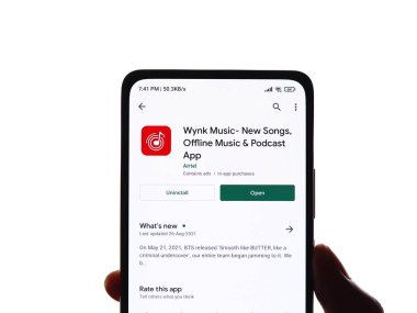 Batı Bangal, Hindistan - 28 Eylül 2021: Telefon ekranında Wynk müzik logosu.