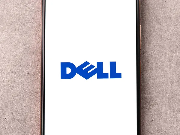 India West Bangal October 2021 Dell Logo Phone Screen Stock — 스톡 사진