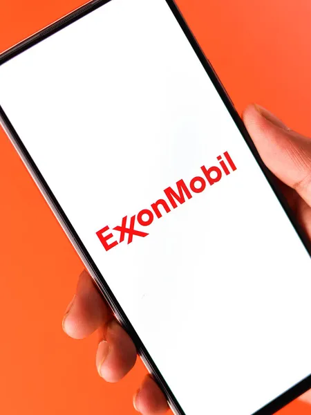 West Bangal Índia Outubro 2021 Exxonmobil Logotipo Imagem Estoque Tela — Fotografia de Stock