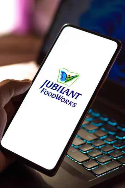Западный Бангал Индия Октября 2021 Года Логотип Jubilant Foodworks Экране — стоковое фото
