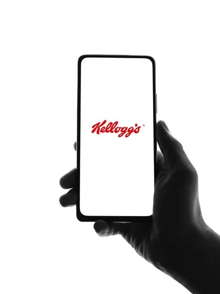 西孟加拉邦 2021年10月9日 Kellogg的标志出现在手机显示屏上 — 图库照片