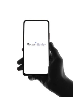 Batı Bangal, Hindistan - 09 Ekim 2021: Morgan Stanley logosu telefon ekranı görüntüsü.
