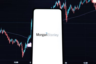 Batı Bangal, Hindistan - 09 Ekim 2021: Morgan Stanley logosu telefon ekranı görüntüsü.