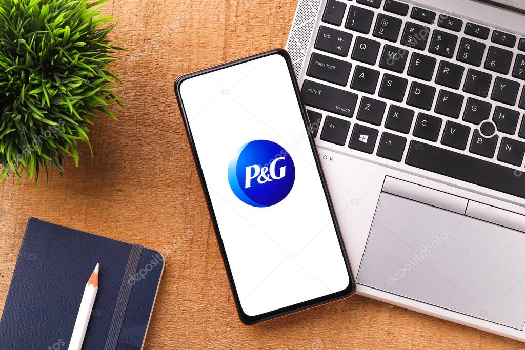 West Bangal, India - October 09, 2021 : Procter and Gamble logo on phone screen stock image.