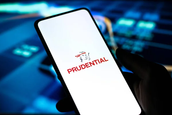West Bangal India October 2021 Prudential Financial Logo Phone Screen — Stock Photo, Image