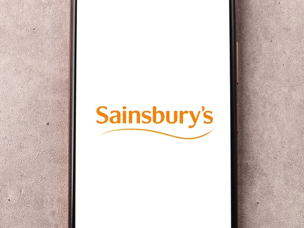 West Bangal India October 2021 Sainsburys Logo Phone Screen Image — 스톡 사진