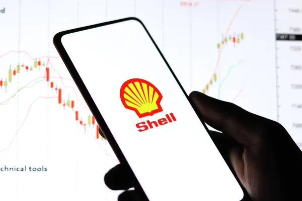 West Bangal India October 2021 Royal Dutch Shell Logo Phone — 图库照片