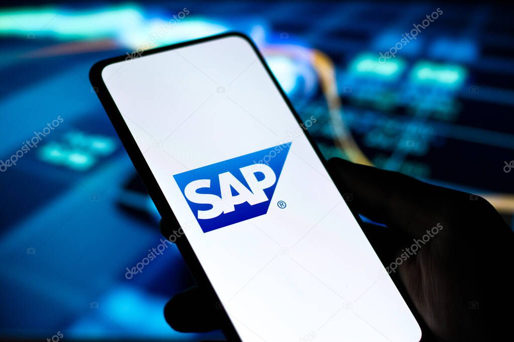 West Bangal, India - October 09, 2021 : SAP logo on phone screen stock image.