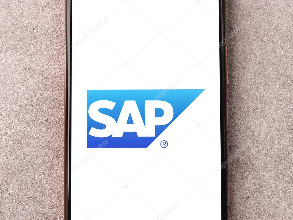 West Bangal, India - October 09, 2021 : SAP logo on phone screen stock image.