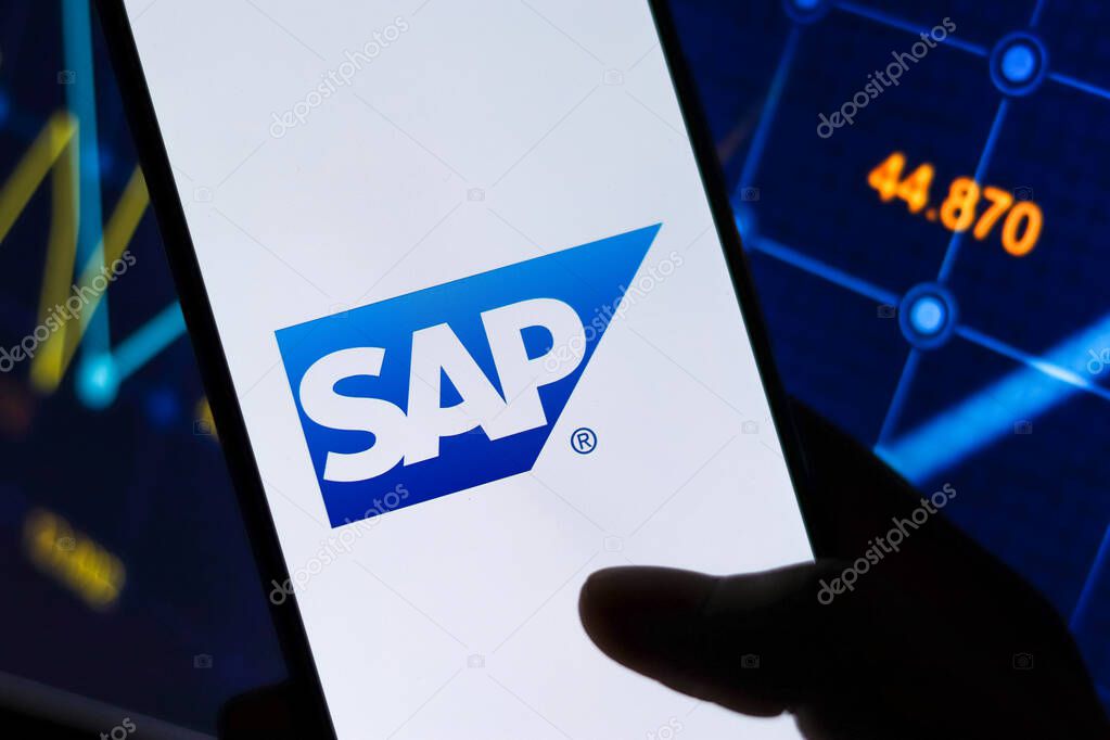 West Bangal, India - October 09, 2021 : SAP logo on phone screen stock image.