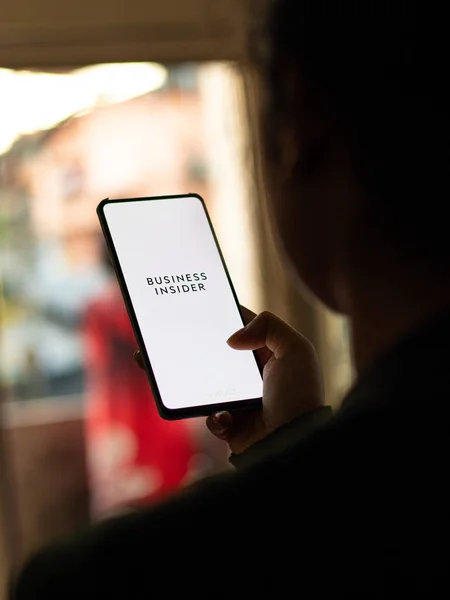 stock image Assam, india - November 29, 2020 : Business insider logo on phone screen stock image.