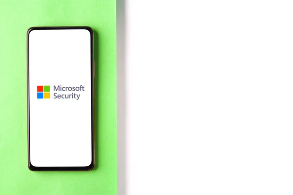 West Bangal Indie Listopada 2021 Microsoft Security Logo Ekranie Telefonu — Zdjęcie stockowe