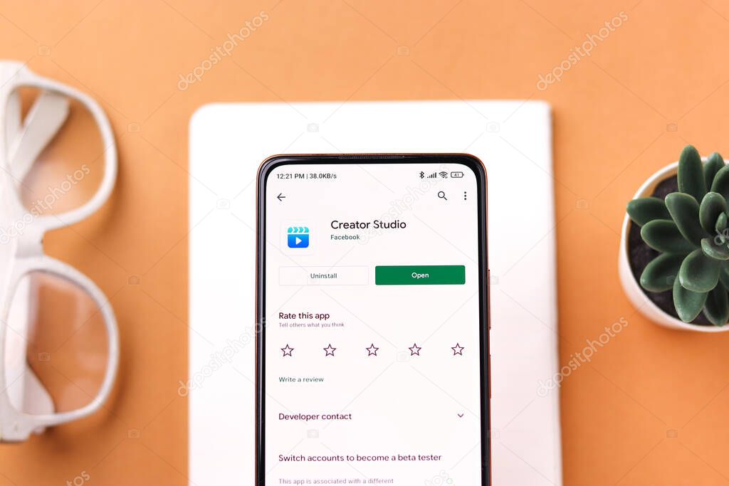 West Bangal, India - November 11, 2021 : Facebook creator studio logo on phone screen stock image.