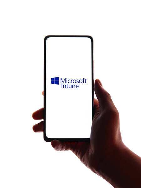 West Bangal, India - November 11, 2021 : Microsoft Intune logo on phone screen stock image.