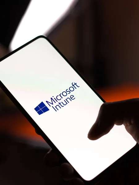 Batı Bangal Hindistan Kasım 2021 Microsoft Intune Logosu Telefon Ekranı — Stok fotoğraf