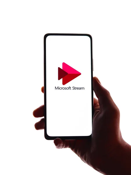 Batı Bangal Hindistan Kasım 2021 Microsoft Stream Logosu Telefon Ekranı — Stok fotoğraf