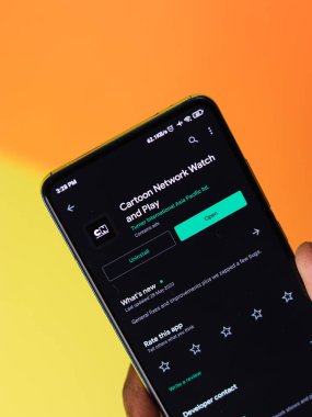 Assam, Hindistan - 29 Ekim 2020: Telefon ekranında çizgi film ağı logosu.