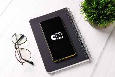 Assam, Hindistan - 29 Ekim 2020: Telefon ekranında çizgi film ağı logosu.