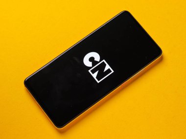 Assam, Hindistan - 29 Ekim 2020: Telefon ekranında çizgi film ağı logosu.