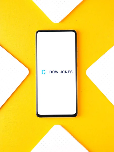 Assam India September 2020 Dow Jones Logo Afbeelding Telefoonscherm — Stockfoto
