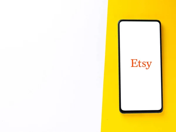 Assam Inde Septembre 2020 Etsy Logo Phone Screen Stock Image — Photo