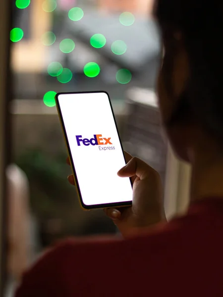 Assam Indien November 2020 Fedex Logo Auf Dem Handybildschirm — Stockfoto