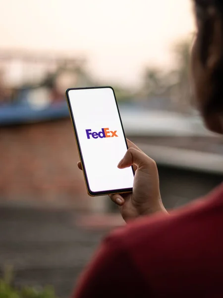 Assam Indien November 2020 Fedex Logo Auf Dem Handybildschirm — Stockfoto