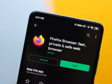 Assam, Hindistan - 25 Haziran 2020: Firefox güvenli bir tarayıcı uygulaması.