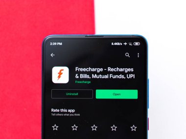 Assam, Hindistan - 23 Mayıs 2020: şarj ve fatura için serbest şarj uygulaması, upi,
