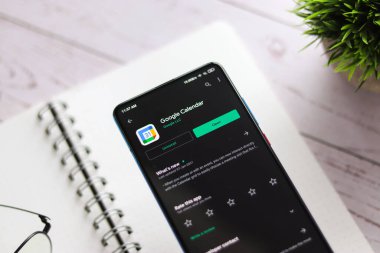 Assam, Hindistan - 31 Ocak 2021: Telefon ekranı görüntüsünde Google Takvim logosu.