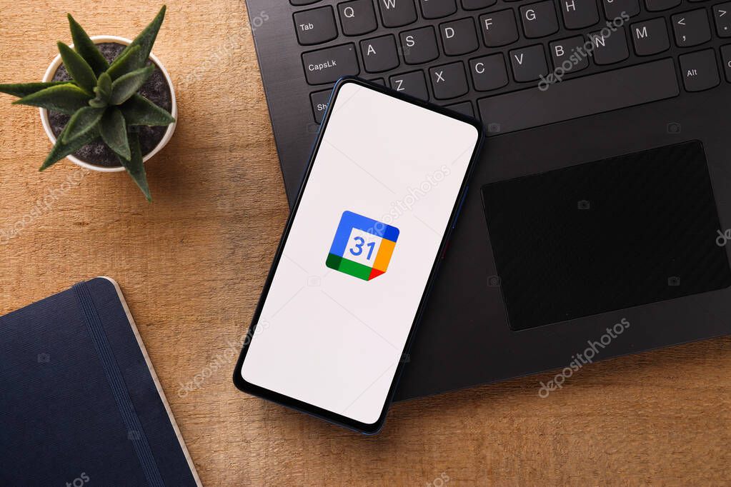 Assam, india - January 31, 2021 : Google Calendar logo on phone screen stock image.