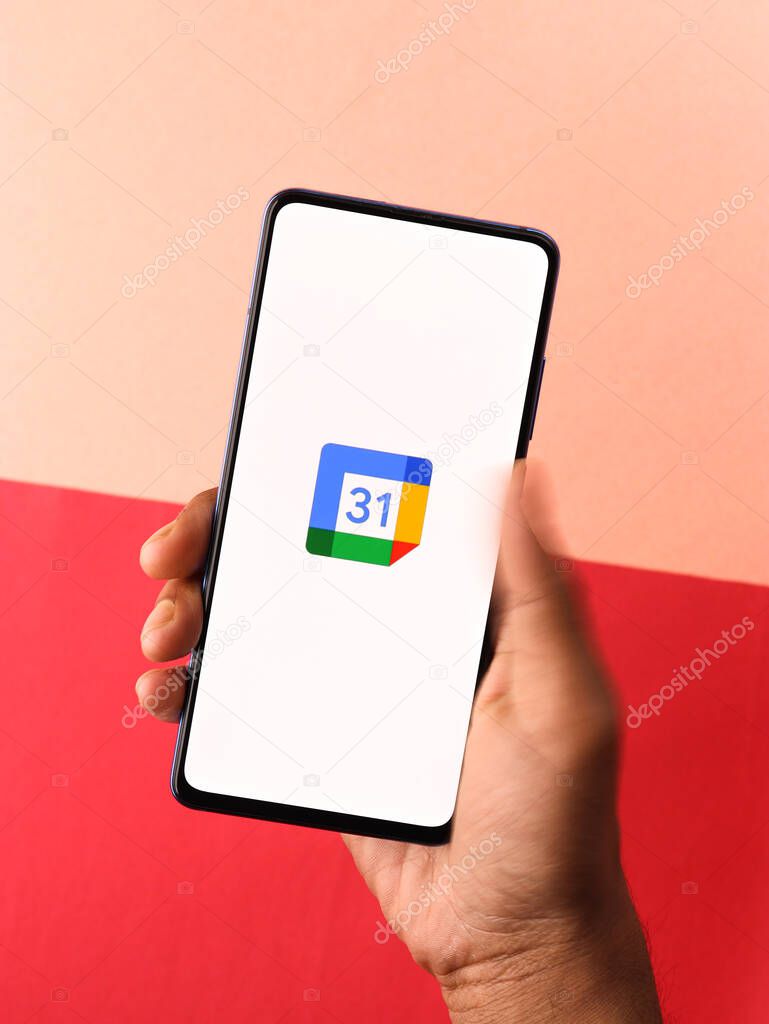 Assam, india - January 31, 2021 : Google Calendar logo on phone screen stock image.