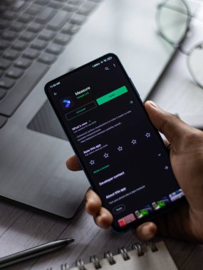 Assam, Hindistan - 31 Ocak 2021: Telefon ekranı görüntüsünde Google Ölçüm logosu.