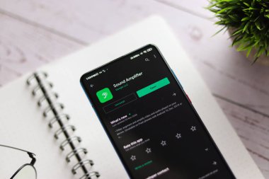 Assam, Hindistan - 31 Ocak 2021: Google Ses Yükseltici logosu telefon ekranı görüntüsü.