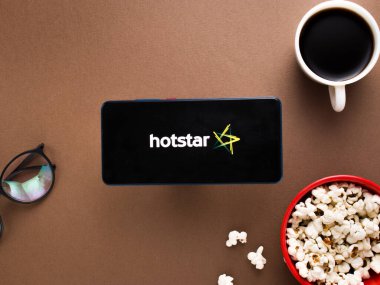Hotstar mobil uygulama logosu. Stoklar için çekilen bir video yayın servisi. Pazar, 20 Nisan 2020, Assam, Hindistan.