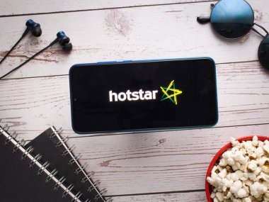Hotstar mobil uygulama logosu. Stoklar için çekilen bir video yayın servisi. Pazar, 20 Nisan 2020, Assam, Hindistan.