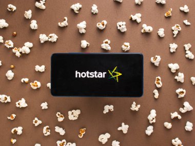 Hotstar mobil uygulama logosu. Stoklar için çekilen bir video yayın servisi. Pazar, 20 Nisan 2020, Assam, Hindistan.