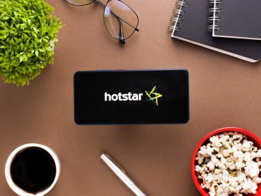 Hotstar mobil uygulama logosu. Stoklar için çekilen bir video yayın servisi. Pazar, 20 Nisan 2020, Assam, Hindistan.