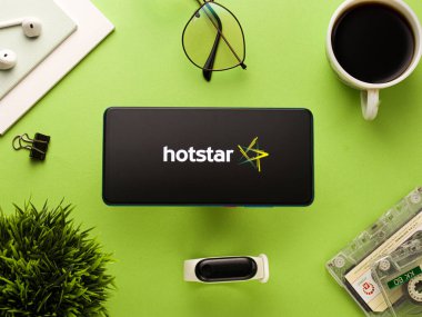 Hotstar mobil uygulama logosu. Stoklar için çekilen bir video yayın servisi. Pazar, 20 Nisan 2020, Assam, Hindistan.