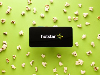 Hotstar mobil uygulama logosu. Stoklar için çekilen bir video yayın servisi. Pazar, 20 Nisan 2020, Assam, Hindistan.